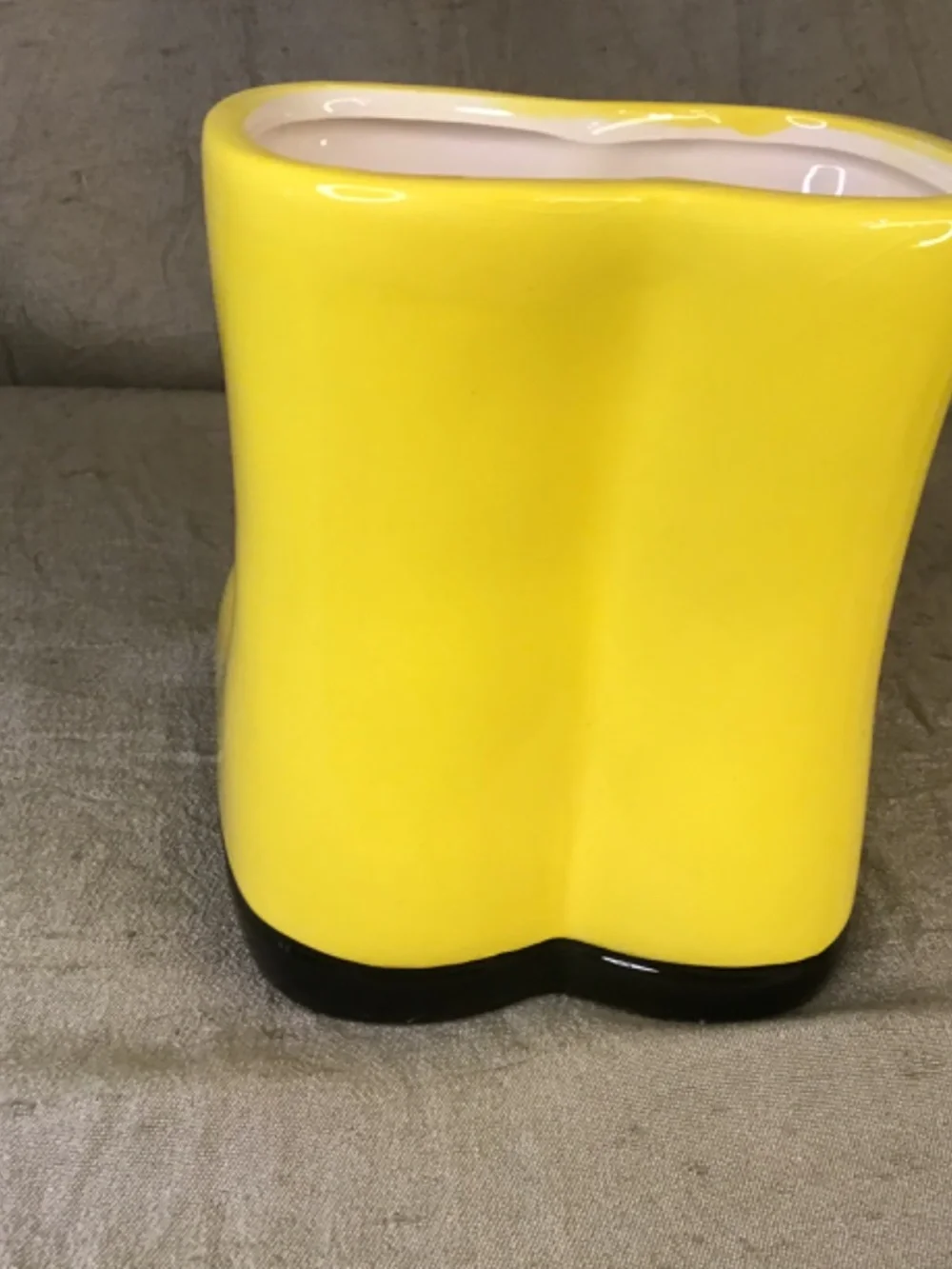 NWOT Napco Yellow Ceramic Rain Boot Planter or Vase . Designed For Small Plants.